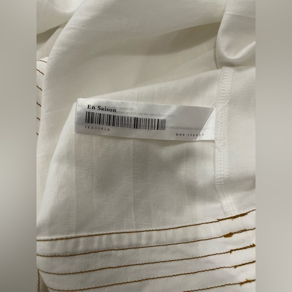 En Saison Jesse Pleated Swing Mini Linen Babydoll Dress Size Medium Off White - Picture 9 of 11